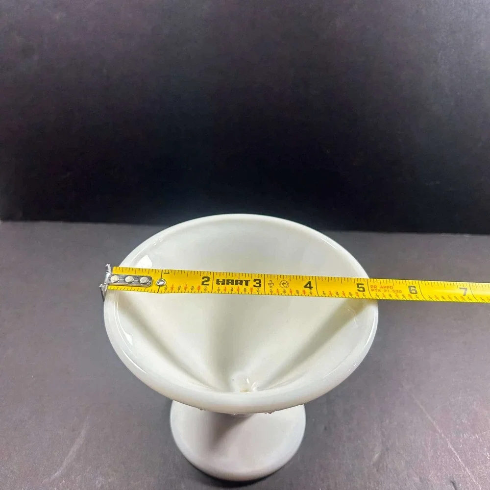 Milk Glass Sherbet Cup White Diamond Point Footed Dessert Bowl Vintage 4.5in